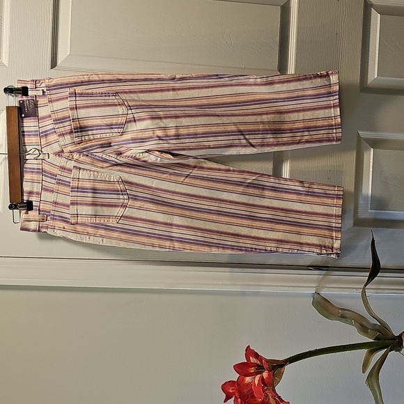 Gloria Vanderbilt Purple and Cream Striped Fabric Capri - Picture 8 of 12